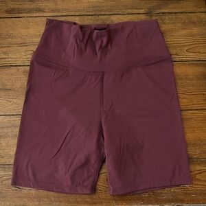 Women's High-Waisted Burgundy Shorts